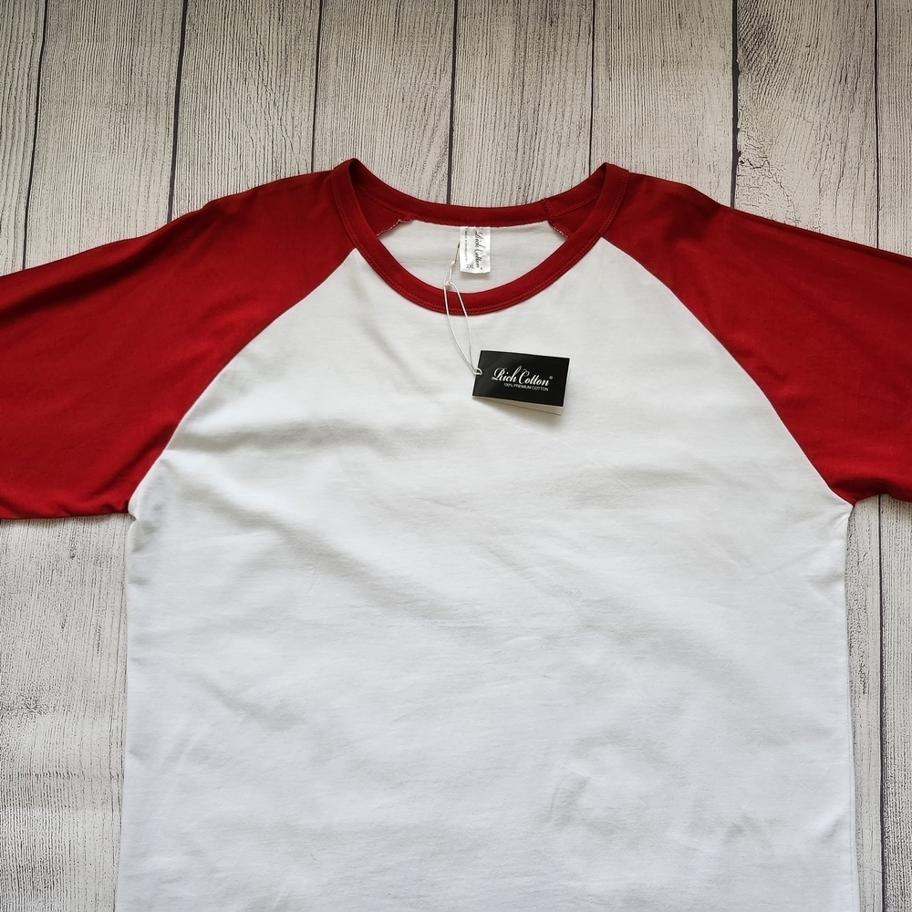 Red and White Men's Raglan Top Size 2XL - Picture 5 of 9